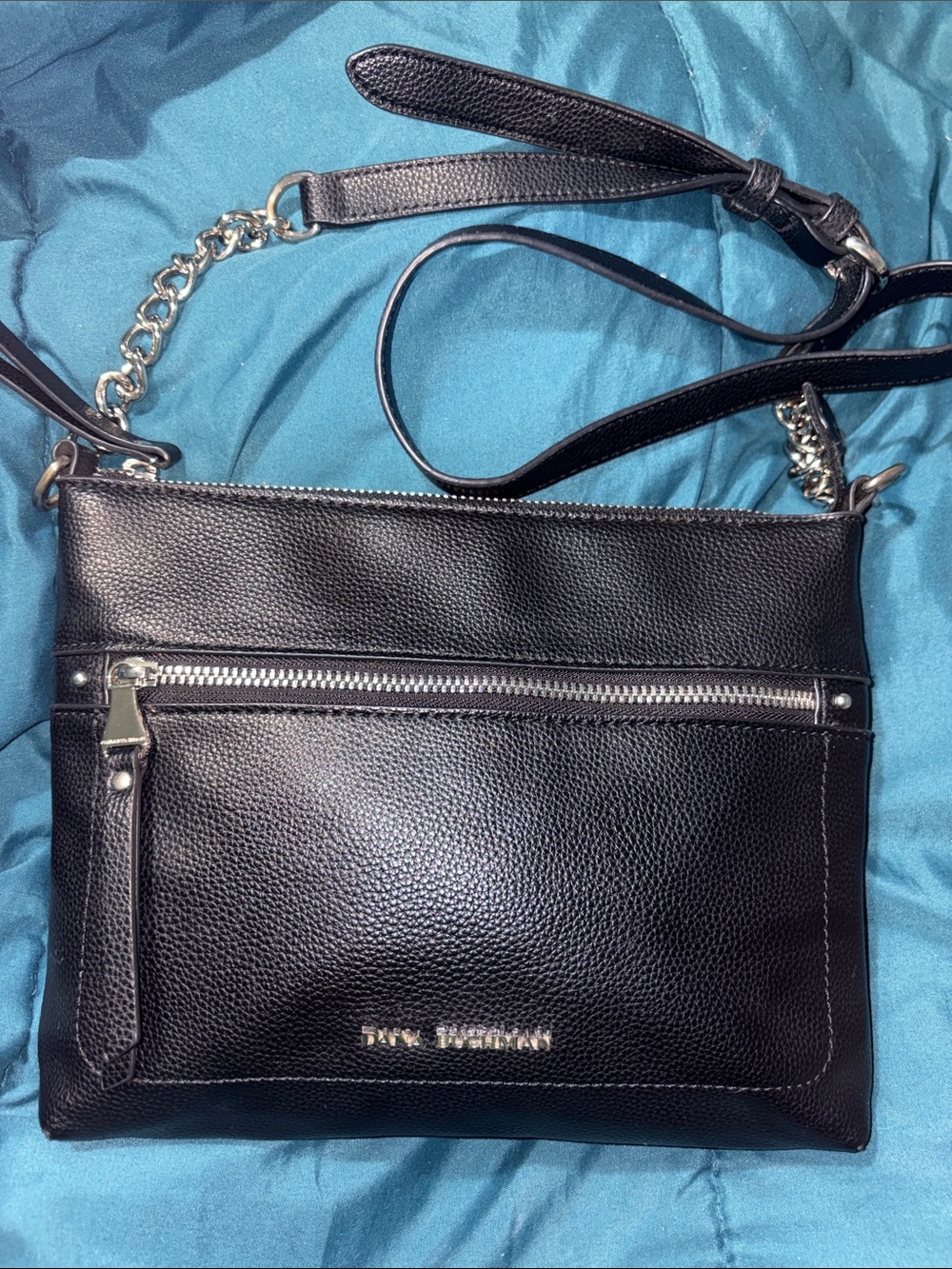 Dana Buchman Pebbled Leather Chain-Accent Crossbody Bag